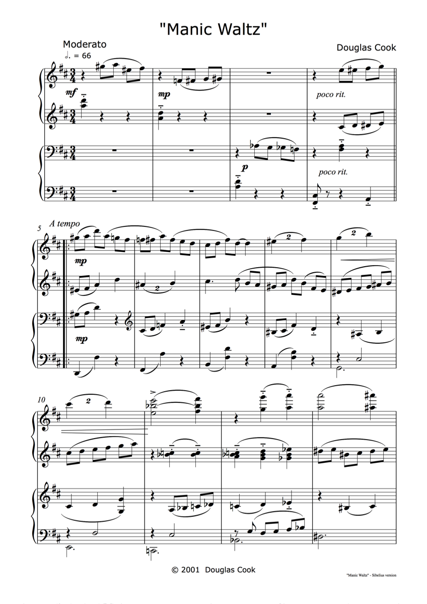 Piano Duet  for four hands at one piano by Douglas Cook