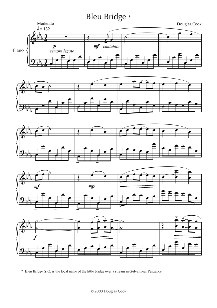 First page of Bleu Bridge score