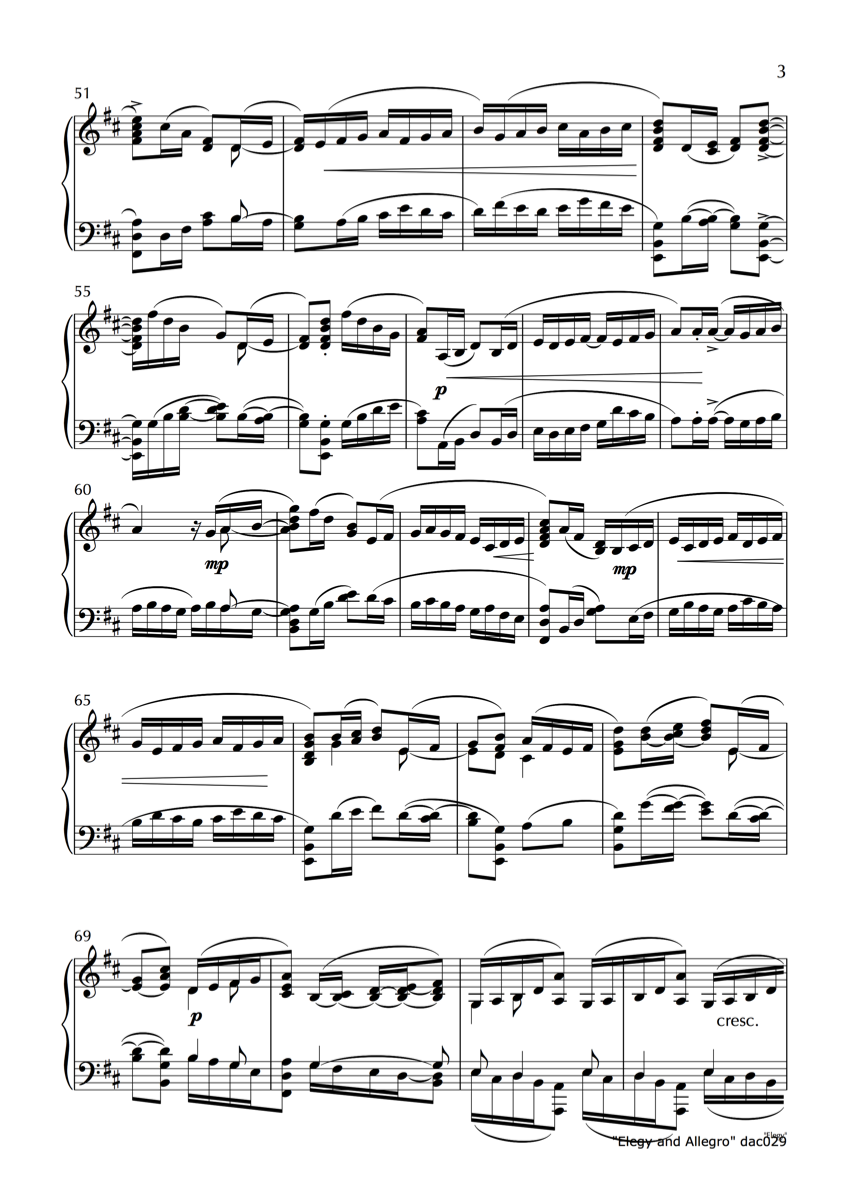 Third page of Elegy and Allegro