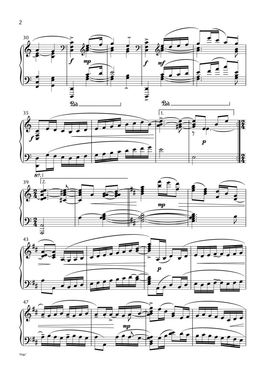 Second page of Elegy and Allegro