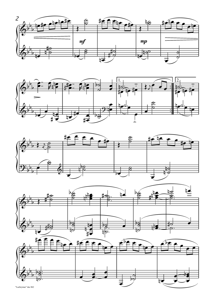 Lachrymae score by Douglas Cook
