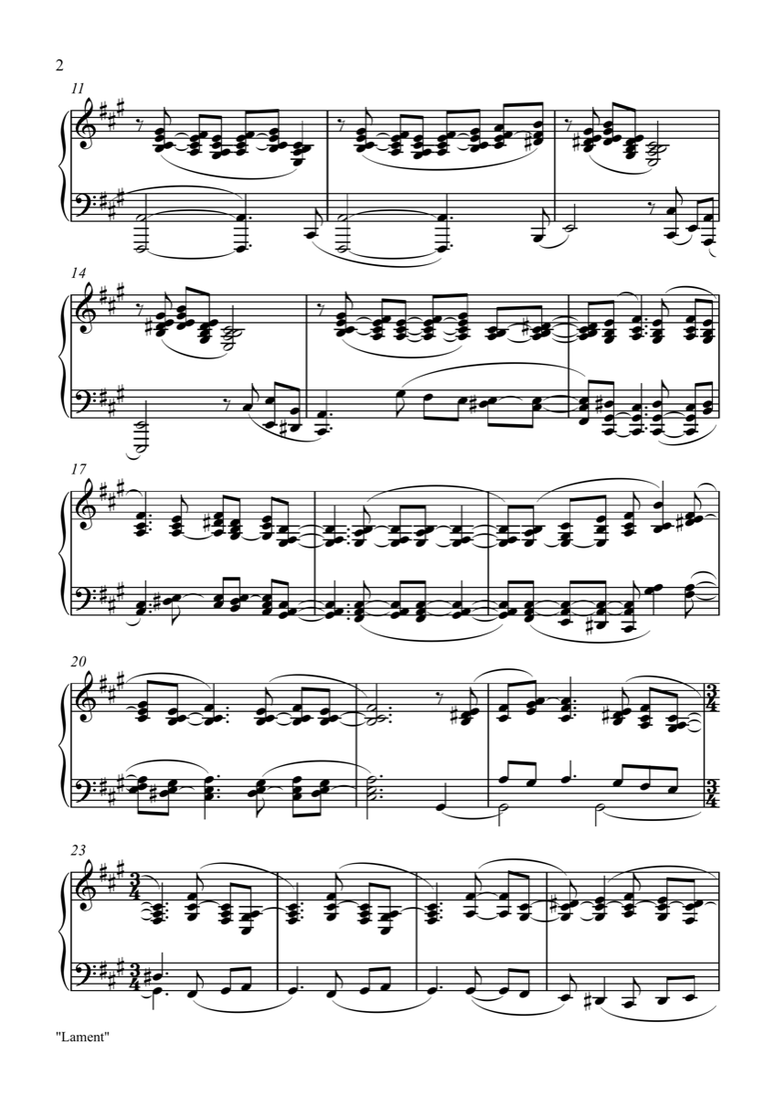 Lament score by Douglas Cook