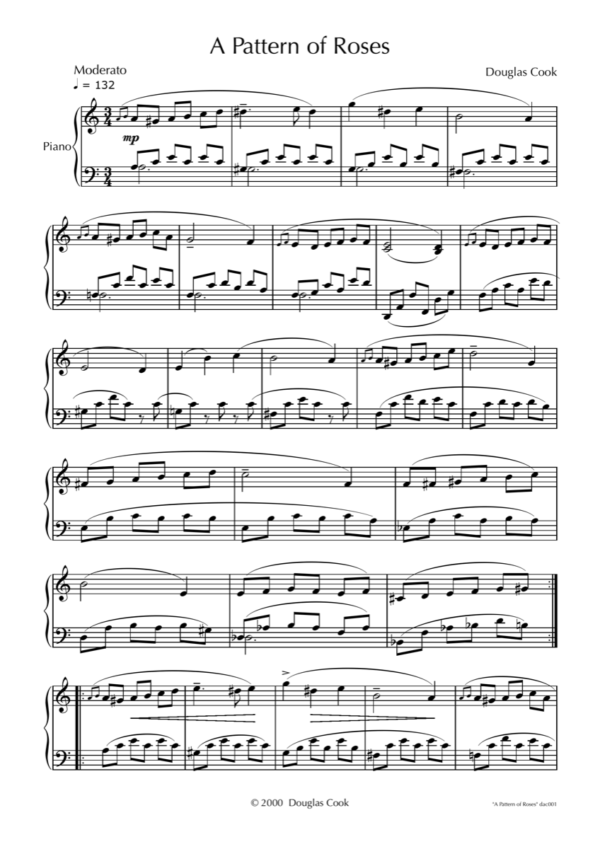 A Pattern of Roses score by Douglas Cook