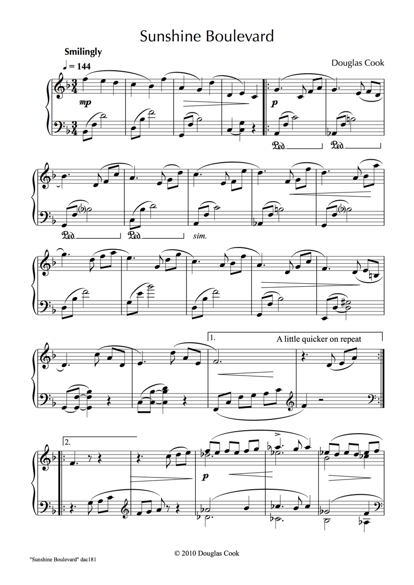 First page of Sunshine Boulevard score