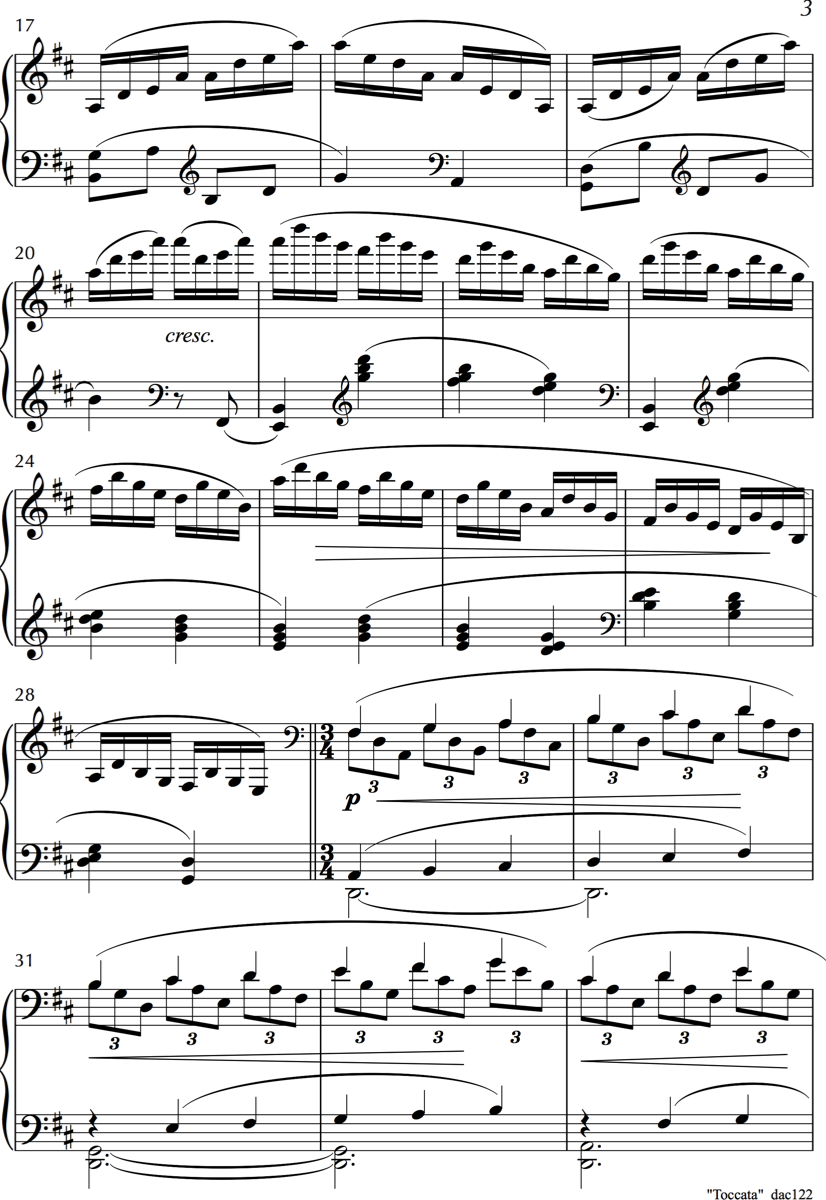 Toccata score by Douglas Cook